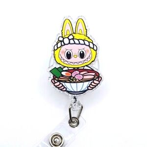 Labubu with Ramen Acrylic Retractable Badge ID Reel Mix Or Match